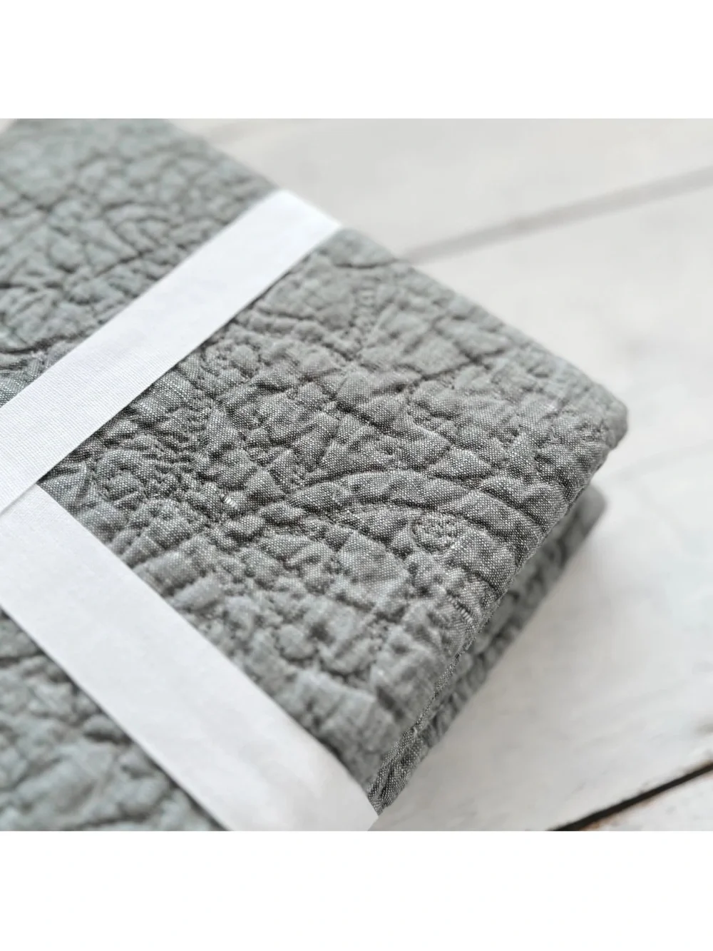 2 NEW Pottery Barn Belgian Flax Linen Floral Quilted KING Pillow SHAMS Gray $159